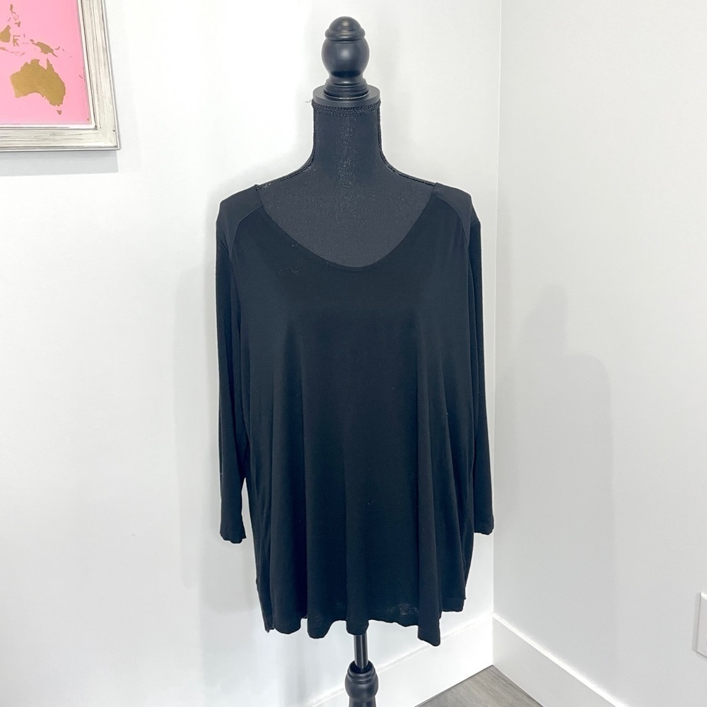 Papermoon Black 3/4 Sleeve Round Neck Top